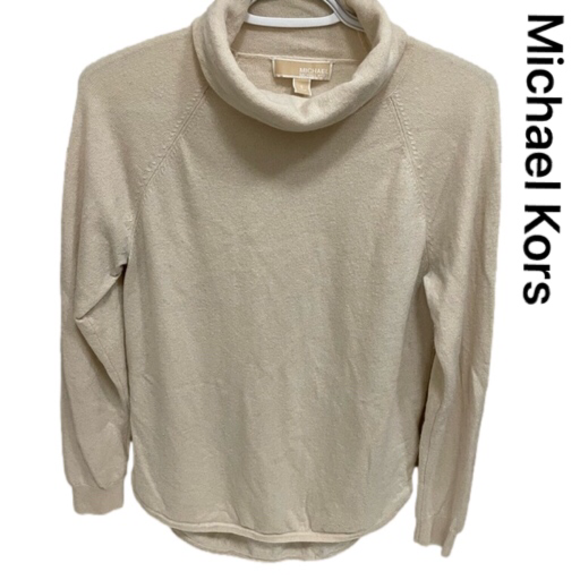 Michael Kors Sweaters - Michael Kors Beige Wool Cashmere Blend Turtleneck Sweater Women’s Small